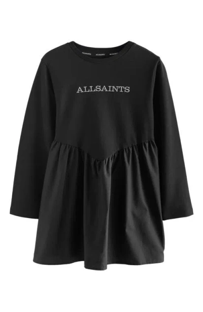Smallsaints By Allsaints Kids' Long Sleeve Mixed Media Cotton T-shirt Dress In Multi