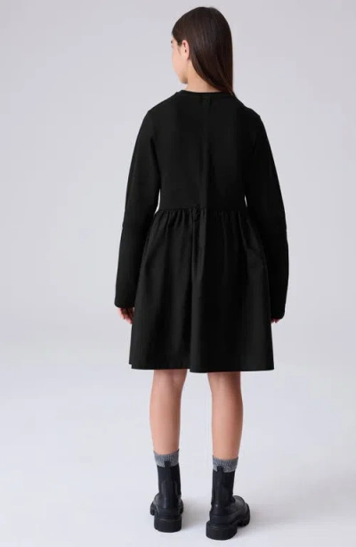 Smallsaints By Allsaints Kids' Long Sleeve Mixed Media Cotton T-shirt Dress In Multi