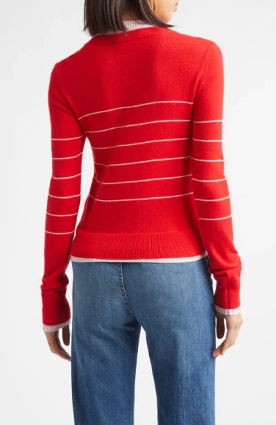 Derek Lam 10 Crosby Vernon Double Layer Wool Cashmere Sweater In Red