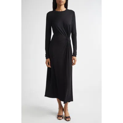 Derek Lam 10 Crosby Avise Long Sleeve Twist Detail Jersey Midi Dress In Black