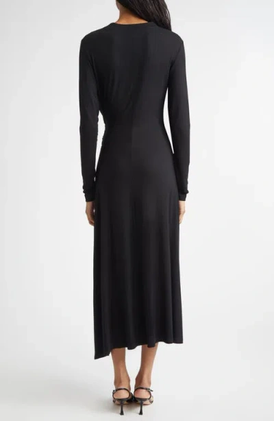 Derek Lam 10 Crosby Avise Long Sleeve Twist Detail Jersey Midi Dress In Black