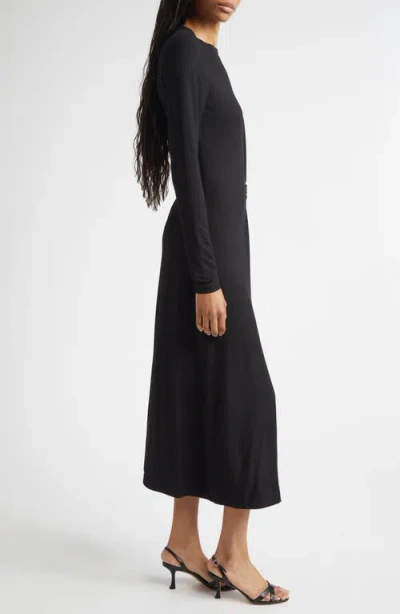 Derek Lam 10 Crosby Avise Long Sleeve Twist Detail Jersey Midi Dress In Black