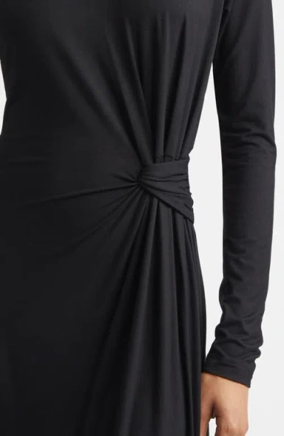 Derek Lam 10 Crosby Avise Long Sleeve Twist Detail Jersey Midi Dress In Black