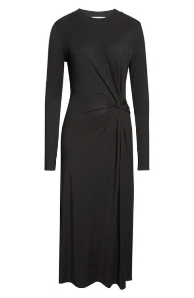 Derek Lam 10 Crosby Avise Long Sleeve Twist Detail Jersey Midi Dress In Black