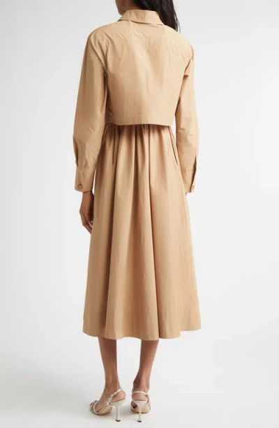 Derek Lam 10 Crosby Janine Long Sleeve Midi Trench Dress In Brown
