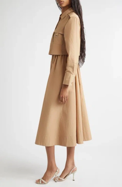 Derek Lam 10 Crosby Janine Long Sleeve Midi Trench Dress In Brown