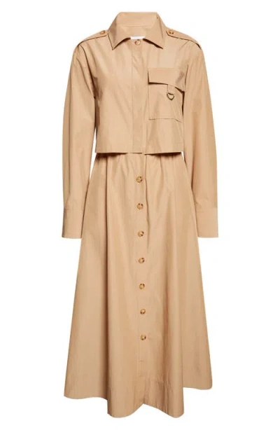 Derek Lam 10 Crosby Janine Long Sleeve Midi Trench Dress In Brown