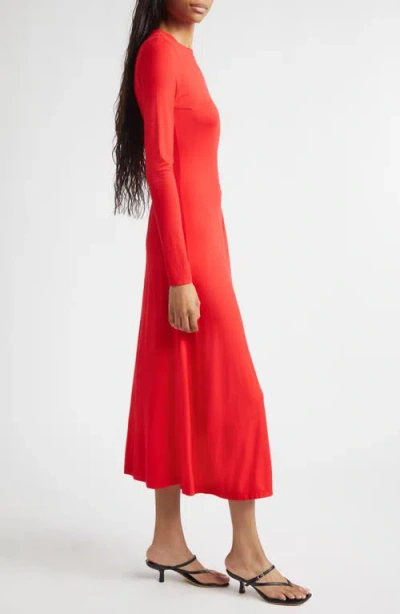 Derek Lam 10 Crosby Avise Long Sleeve Twist Detail Jersey Midi Dress In Red