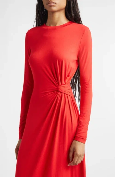 Derek Lam 10 Crosby Avise Long Sleeve Twist Detail Jersey Midi Dress In Red