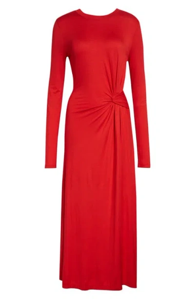 Derek Lam 10 Crosby Avise Long Sleeve Twist Detail Jersey Midi Dress In Red