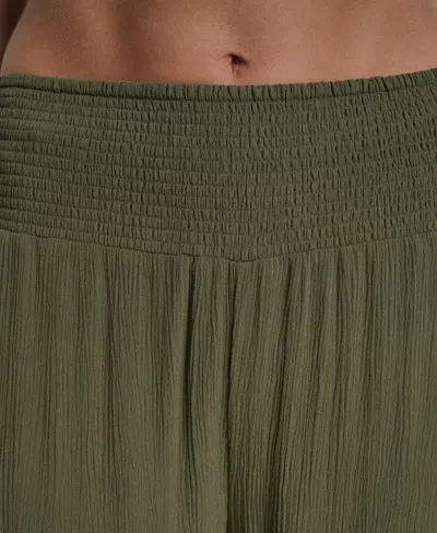 Dkny Women's Smocked-waist Cover-up Pull-on Pants In Green