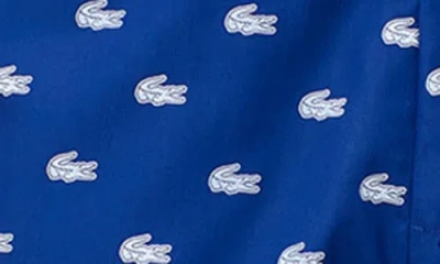 Lacoste Logo Print Cotton Pajama Pants In Blue