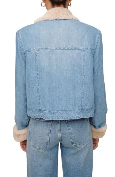 Bella Dahl Faux Shearling Lined Denim Jacket In Blue