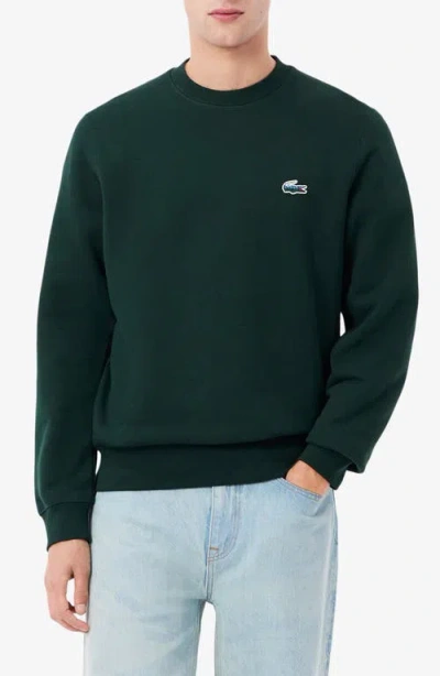 Lacoste Classic Fit Cotton French Terry Sweatshirt In Green