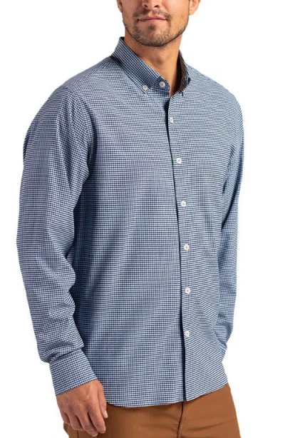 Cutter & Buck Skyline Epic Confidence Check Stretch Button-down Shirt In Blue