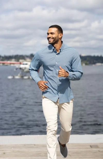 Cutter & Buck Skyline Epic Confidence Check Stretch Button-down Shirt In Blue