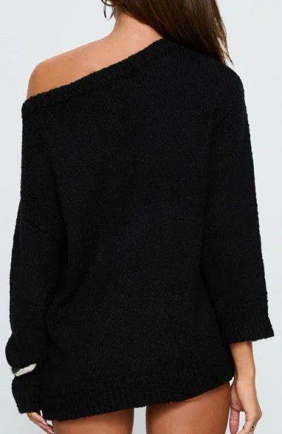 Princess Polly Esenia Eyelet One-shoulder Sweater In Black