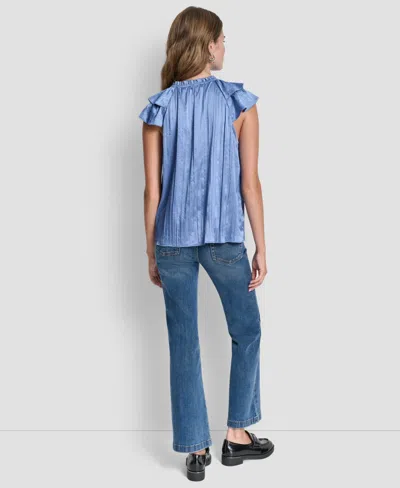 Dkny Women's Short-sleeve Pleated Tie Front Blouse