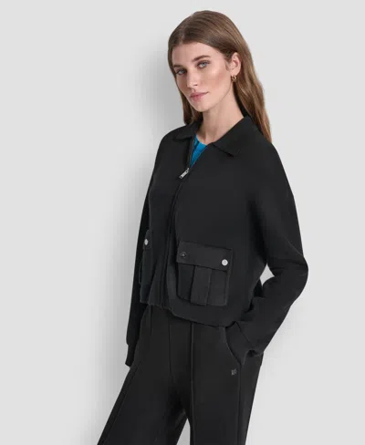 Dkny Women's Zip Up Sweater Jacket In Black
