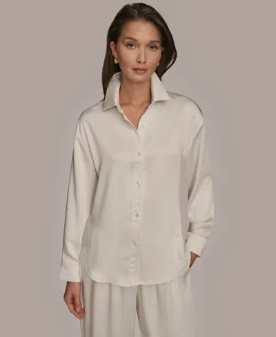 Donna Karan Weekend Women's Woven Button-down Shirt In White