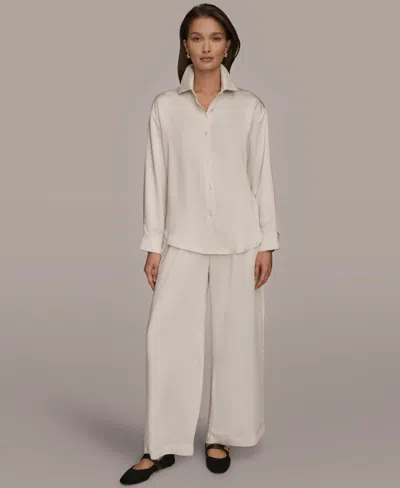 Donna Karan Weekend Women's Woven Button-down Shirt In White