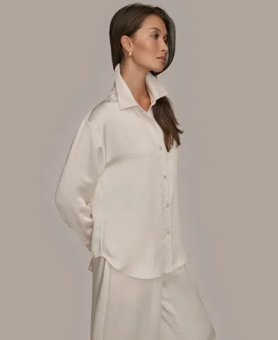 Donna Karan Weekend Women's Woven Button-down Shirt In White
