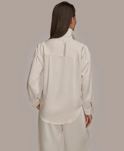 Donna Karan Weekend Women's Woven Button-down Shirt In White