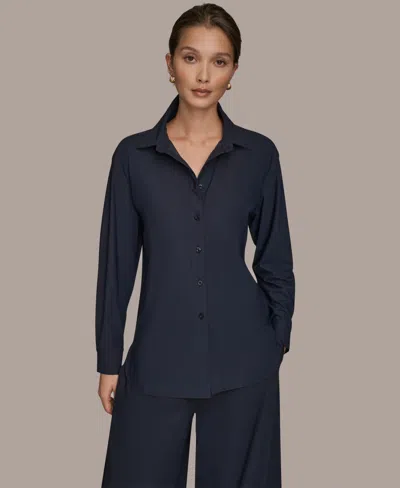 Donna Karan Weekend Women's Button-down Shirt In Black