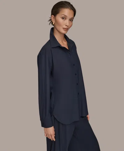 Donna Karan Weekend Women's Button-down Shirt In Black