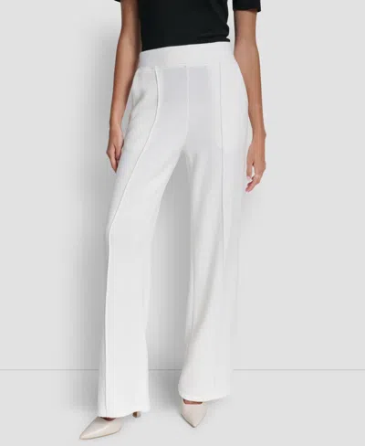 Dkny Women's Knit Pull-on Wide-leg Pants In White