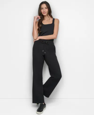 Dkny Sport Women's Tonal Logo Patch Relaxed Fit Track Pants In Black