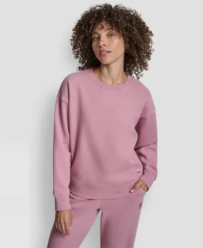 Dkny Sport Women's Tonal Logo Patch Crewneck Sweatshirt In Pink