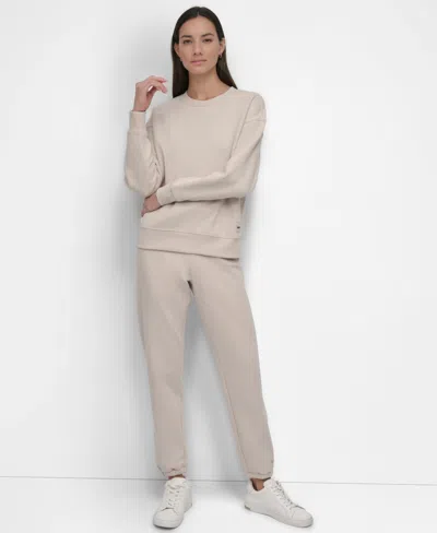 Dkny Sport Women's Tonal Logo Patch Crewneck Sweatshirt In Brown