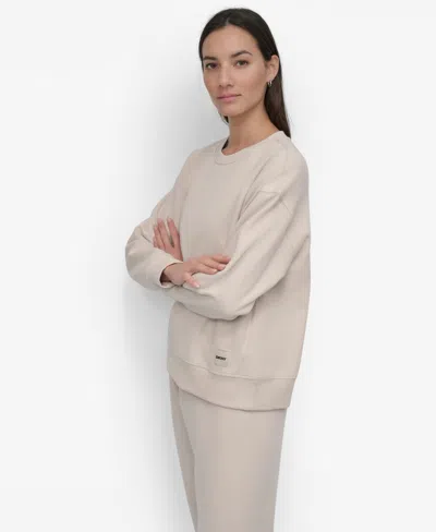 Dkny Sport Women's Tonal Logo Patch Crewneck Sweatshirt In Brown