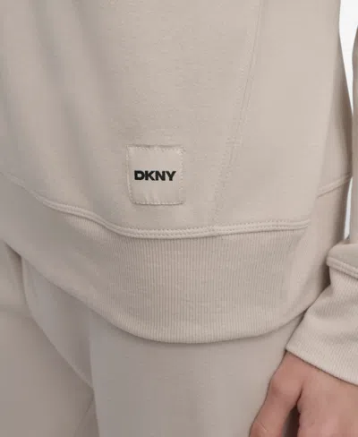 Dkny Sport Women's Tonal Logo Patch Crewneck Sweatshirt In Brown