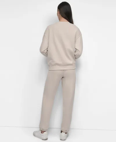 Dkny Sport Women's Tonal Logo Patch Crewneck Sweatshirt In Brown