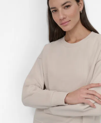 Dkny Sport Women's Tonal Logo Patch Crewneck Sweatshirt In Brown