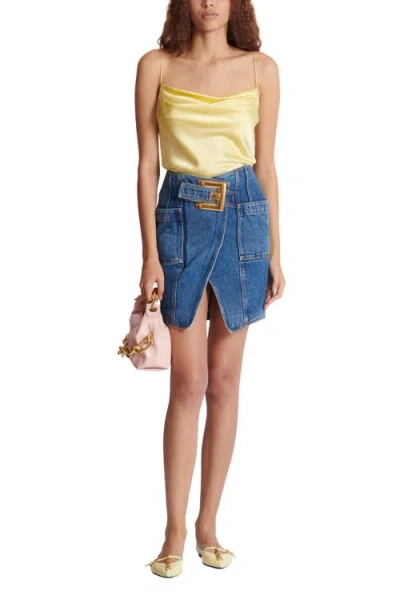 Balmain Short Denim Skirt With Belt In Black