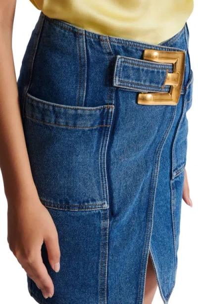 Balmain Short Denim Skirt With Belt In Black