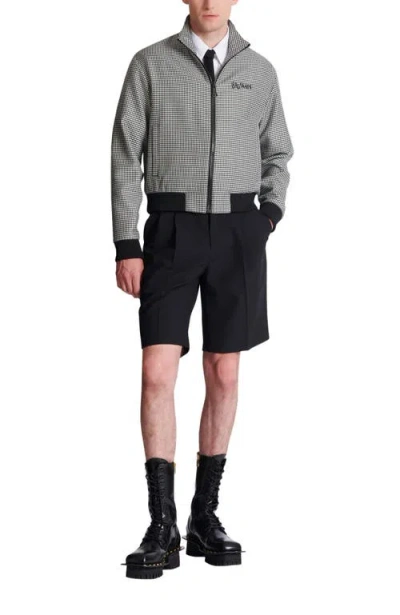 Balmain Houndstooth-pattern Zip Jacket In Black