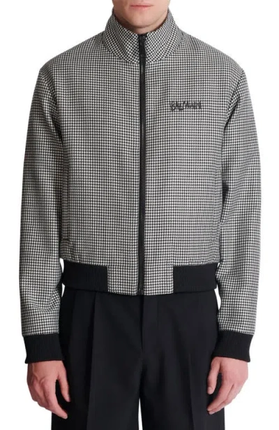 Balmain Houndstooth-pattern Zip Jacket In Black