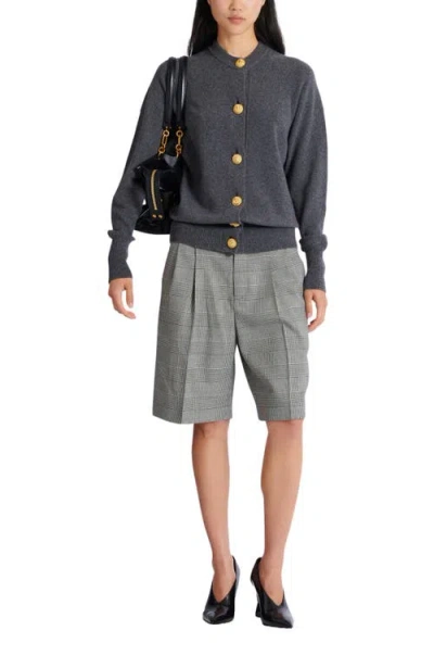 Balmain Buttoned Eco-cashmere Cardigan In Gray
