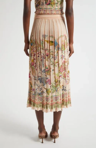 Etro Pleated Floral Midi Sweater Skirt In Multi