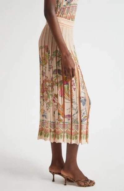 Etro Pleated Floral Midi Sweater Skirt In Multi