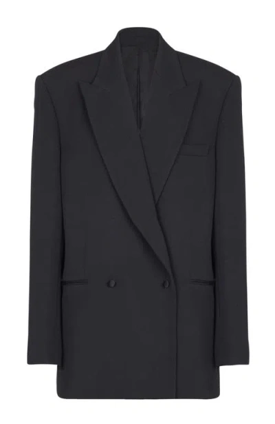 Balmain Grain-de-poudre Double-breasted Blazer In Blue