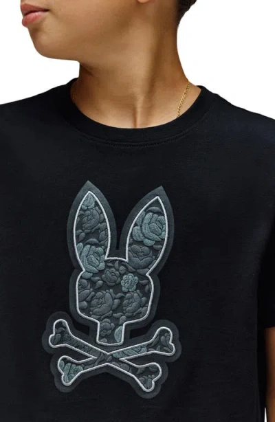 Psycho Bunny Kids' Rowen Embroidered Pima Cotton Graphic T-shirt In Black