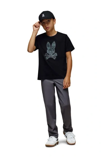 Psycho Bunny Kids' Rowen Embroidered Pima Cotton Graphic T-shirt In Black