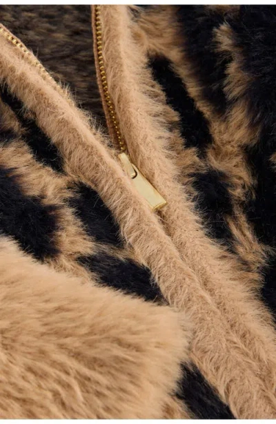 Next Fluffy Animal Print Cardigan In Brown