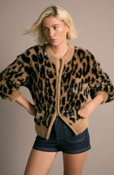Next Fluffy Animal Print Cardigan In Brown