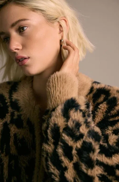 Next Fluffy Animal Print Cardigan In Brown
